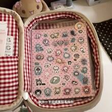 1个草莓三明治铅笔盒，大容量卡包文具袋，毛绒卫生巾化妆包，贴纸收纳袋 - 絨毛 - 查看 4