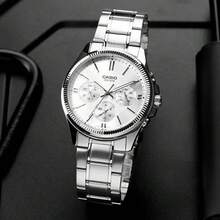 Đồng hồ nam Casio MTP-1375 bằng thép không gỉ, máy quartz, đường kính 42mm, mặt số lớn, chống nước 50M, đa chức năng, nhẹ, thích hợp cho doanh nhân. - Một cỡ - Xem 1