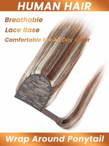 直发马尾接发 金色夹式马尾接发 日常直发 巴西 Remy 马尾 #4P613 浅灰金色混合 - S4/613 - 查看 5