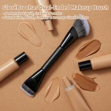 1支双头粉底修容刷，多功能修容化妆刷，专业化妆刷 - 黑色 - 查看 4