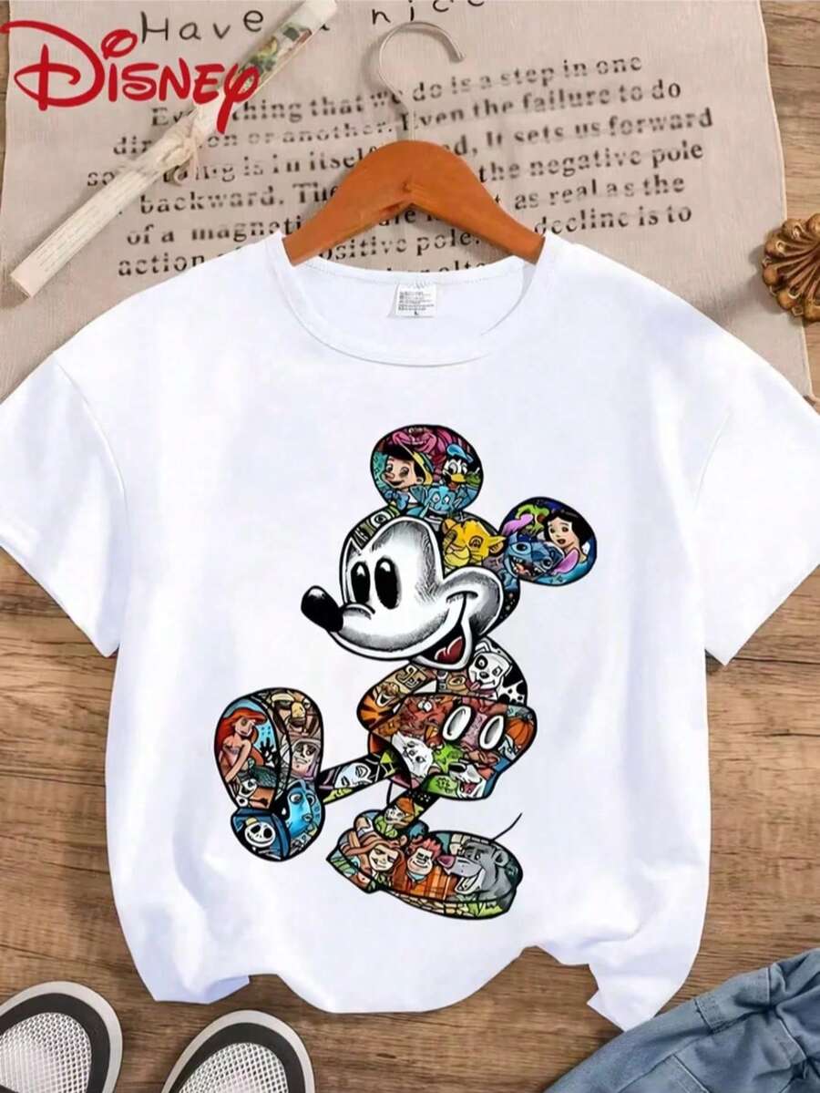 Disney Women's Casual Cotton Round Neck Short Sleeve Mickey Mouse Graphic Regular T-Shirt - trắng - Xem 1