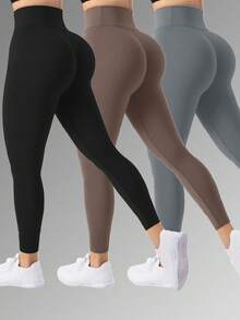 3PCS  Women's Slimming Yoga Pants,Fall Clothes For Women - Comfort Polyester Leggings For Yoga, Gym & Daily Wear. - 混合 - 查看 1