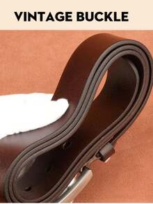 男士休闲腰带，牛仔风格腰带，针扣腰带，复古牛仔裤腰带，商务休闲腰带，四季皆宜 - 咖啡棕 - 查看 5