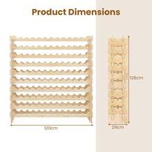 COSTWAY 120 Bottles Wine Rack 10-Tier Stackable Wine Storage Stand, Natural - Apricot - View 7