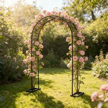 Steel Garden Arch Trellis,Climbing Plant Support Archway Frame, Versatile Wedding Arch Gate With Easy Install & Storage, Great For Roses Vines Balloons - Black - View 2