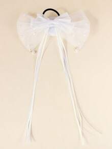 1pc Girl's Tassel Bow Mesh Hair Scrunchie, Suitable For Daily Use - Multicolor - View 4