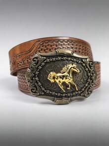 1件西部风格朋克PU皮革锌合金扣，男女通用，四季皆宜 - A - 查看 1