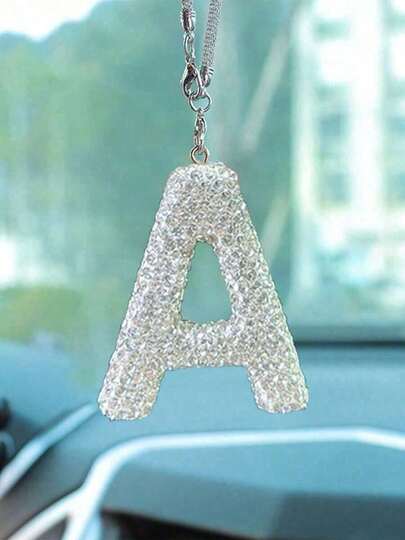 1pc Car Interior Pendant A-Z Letter Car Rear View Mirror Pendant Rear View Mirror Pendant Interior Decoration
