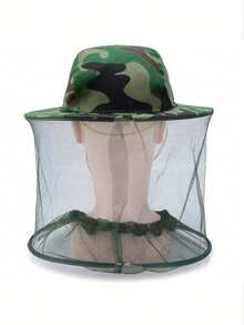 Green Camouflage Mosquito Mesh Hat Fishing Bucket Hat - Camouflage - View 3
