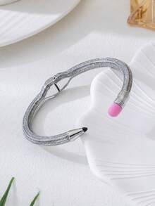 1pc Colorful Short Pencil Bangle Bracelet, Springy Open Cuff, Sweet Retro Style, Gift For Teachers, Sisters, Parties - Bracelet - View 15