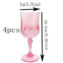 1/2/4/6/8/12只装粉色葡萄酒杯，粉色印花高脚杯，适用于派对、婚礼、万圣节、返校季、节日礼物，7盎司 - 粉色 - 查看 12