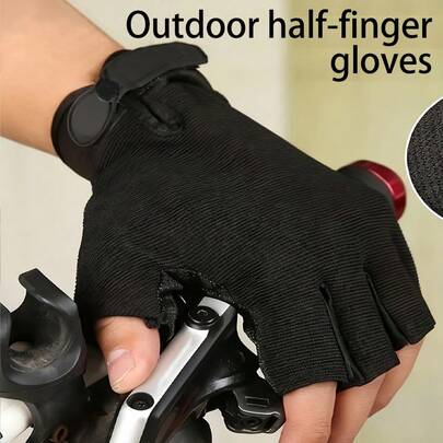 1 Pair Of Breathable And Anti-Slip Half-Finger Gloves, Suitable For Both Men And Women - Suitable For Sports And Cycling, Black Gloves, Fitness Accessories, Sports, Gym, Home Exercise, Women's Fitness Gloves, Fitness Gloves, Men's Fitness Gloves
