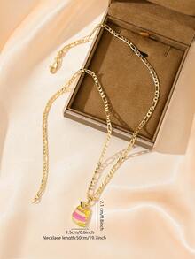 1pc Copper Inlaid Zirconia Elegant Cartoon Enamel Honey Pot Pendant Necklace, Suitable For Girls/Boys/Family/Friends, Multifunctional, Luxury, Party, Banquet, Holiday, Christmas, Thanksgiving, Halloween, Gift - Yellow Gold - View 7