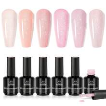 Beetles Rubber Base Gel Nail Polish, 6 Colors Nude Gel Polish Pink Peach Neutral Sheer French Tips Base Colors - 6 Colors 5 in 1 Builder Rubber Base Coat - 查看 1