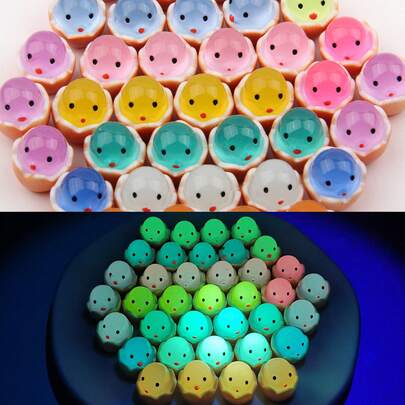 Easter Glowing Cute Eggshell Chick Play House Decorations Egg White Resin Car Decoration DIY Jewelry Accessories Surprise Gift-Gift Bag Filler