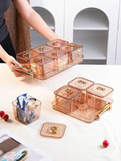 PET Material Snack Plate Set, Small Appetizer Dish Tray, Suitable For Various Festivals, Parties, Weddings, Decoration And Storage Of Snacks, Candies, Dried Fruits, Cookies In Living Room, Outdoor, Dining Room, Etc.
