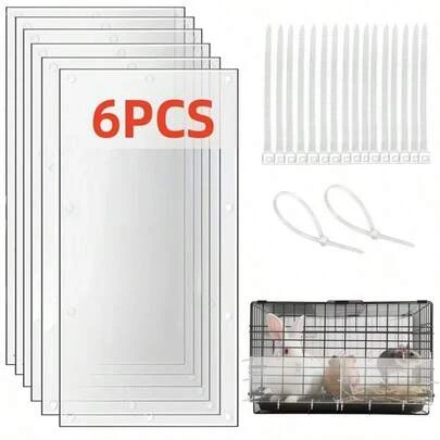 10-Hole PVC Transparent Trimable Splash Guard, Suitable For Small Animal Bedding And Pet Cages, Prevents Food, Hay And Excrement Spillage, Applicable For Hamsters, Rabbits And Guinea Pigs, All-Season Use