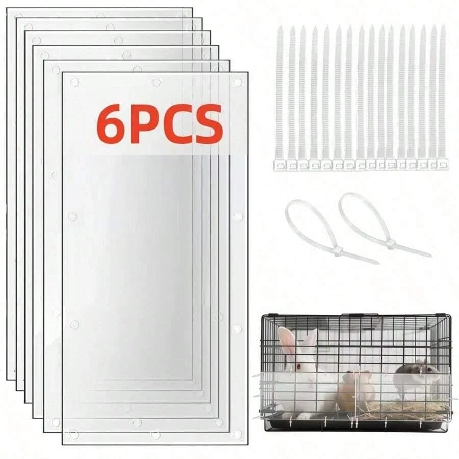 Tấm chắn nước bằng nhựa PVC trong suốt 10 lỗ, có thể cắt tỉa, thích hợp cho chuồng nuôi động vật nhỏ và lồng thú cưng, ngăn ngừa thức ăn, cỏ khô và chất thải bị đổ ra ngoài, thích hợp cho chuột hamster, thỏ và chuột lang, sử dụng được quanh năm. - Nhiều màu - Xem 1