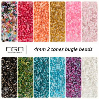 4毫米-900颗玻璃管珠，14种颜色玻璃珠，双色管状米珠，隔珠，小工艺珠，适用于DIY手链、项链、珠宝制作