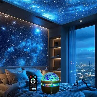 1个USB供电的北极光星空夜灯，7种颜色模式，带遥控器 - 梦幻北极光夜灯，适用于卧室、节日装饰、派对、卧室照明、装饰照明