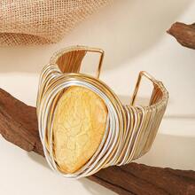 1件手工夸张铝丝编织串珠树脂塑料水晶手链，波西米亚南亚风格，适合海滩、派对、中东正式场合，优雅女士饰品 - 黃色 - 查看 6