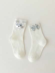 1/5双 3D立体花朵荷叶边公主女婴袜子 - 彩色 - 查看 6