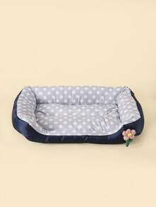 LANGXINGCS 1pc Square Floral Pet Bed, Cool Material Polka Dot Pattern With Unique 3D Flower Decor, Cute Cat/Dog Cooling Bed Suitable For Small/Medium/Large Pets - Multicolor - View 16