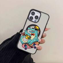 Genial cocodrilo azul andando en patineta con pájaro.funda de teléfono Fundas compatibles con ,Apple,VIVO,OPPO,,, y Honor.Fabricadas en silicona TPU,ofrecen protección contra golpes y caídas. - Negro - Ver 4
