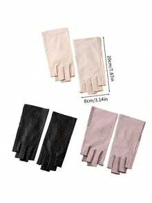 1 双防晒手套，女士夏季露指半指防紫外线薄款短款驾驶手套 - 彩色 - 查看 10