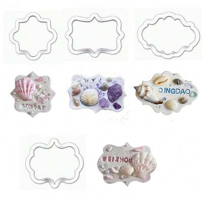 欧式蕾丝铭牌软陶切割模具，DIY陶瓷冰箱贴、钥匙扣、吊坠，蕾丝造型切割工具