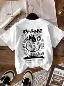 Tricouri cu mânecă scurtă, topuri de vară, tricou casual cu mânecă scurtă, guler rotund și imprimeu minimalist cu litere, bărbătesc, tricou din bumbac colorat NEON DUSK, îmbrăcăminte de Ziua Regelui - alb - Vizualizare 1