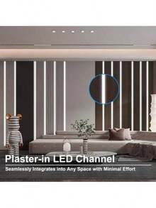 Kit de 18 Perfiles para Tiras LED | Sistema de Instalación Rápida en Cielo Falso | Decoración Moderna para Hogar - 18 piezas - Ver 5