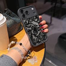 Bộ 1 vòng tay nơ + ốp điện thoại TPU màu đen họa tiết ren, thích hợp làm quà sinh nhật hoặc Giáng sinh cho các cặp đôi, bạn gái, con gái, thiếu niên. - màu đen - Xem 1