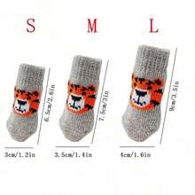 4pcs Anti-Slip Anti-Scratch Pet Socks Cats And Dogs, Paw And Leg Warmer, Pet Shoes Chihuahua, Pomeranian, Corgi - Xám - Xem 7