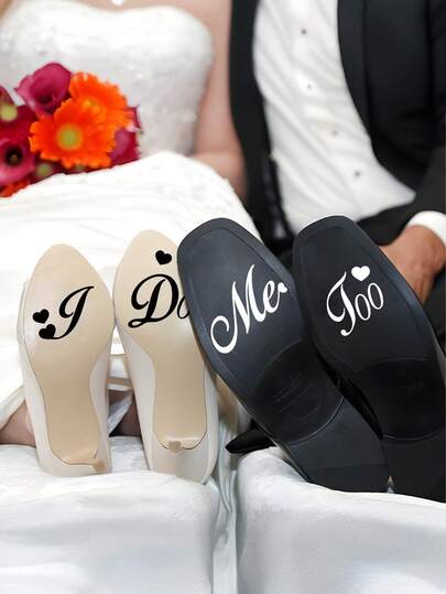 1pc Self-Adhesive Waterproof Sticker, Modern Art Design For Wedding And Wedding Party Decoration, "I Do/Me Too", No Electricity Required, Easy To Apply And Remove, Suitable For Wedding, Marriage, Party Decoration