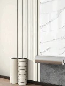 1卷3D自粘大理石木纹组合墙板，隔音，可移除，适用于客厅、卧室、装饰墙 - 多色 - 查看 3