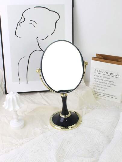 1pc Vintage Oval Double-Sided Rotating Vanity Mirror For Bedroom/Dorm
