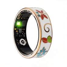 Anillo inteligente actualizado, resistente al agua 5ATM, modo deportivo, podómetro, monitoreo del sueño, control del teléfono, apariencia esmaltada exquisita, artesanía de enchapado, unisex, regalo, anillo estrecho - Multicolor - Ver 17