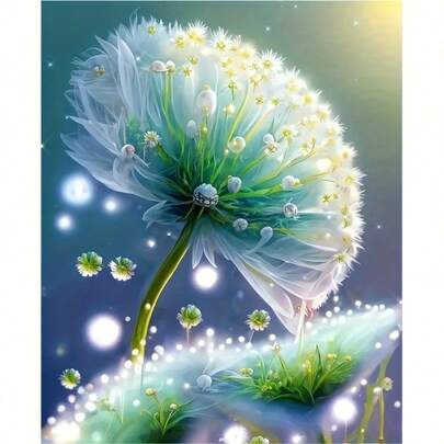 1件蒲公英图案钻石画套装，DIY 5D全圆钻马赛克工艺材料，手工礼品，家居装饰墙画，让您轻松享受专注钻石画的时光