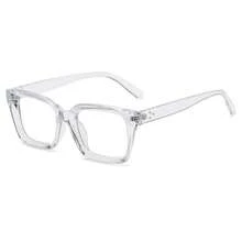 Unique Square Glasses, Round Retro Artistic Flat Lenses, Simple Plain Eyeglass Frames - 亮黑白平 - 查看 8