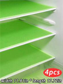 4 piezas de alfombrillas antideslizantes para refrigerador, 30 cm/11.81 in de ancho x 45 cm/17.72 in de largo, impermeables, a prueba de aceite, lavables, fáciles de limpiar - adecuadas para estantes, rejillas de vidrio, armarios, cajones y refrigeradores - Multicolor - Ver 26