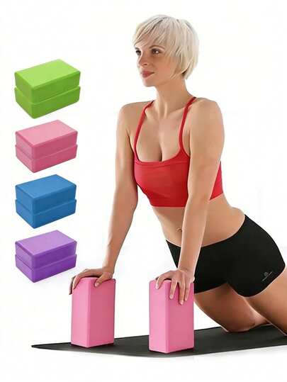 1/2块瑜伽砖，瑜伽和普拉提训练工具，柔软防滑表面，优质泡沫材质，支撑性好，轻便，防臭，适用于普拉提、冥想、健身、拉伸塑形瑜伽练习，适合日常瑜伽、普拉提和健身使用。