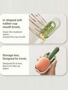 3pcs Bottle Brush Set, Expandable Sponge Cup Brush, Household & Travel Convenient 3-In-1 Cup Lid & Crevice Brush, Collapsible & Portable - Multicolor - View 4