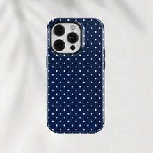 1pc Elegant Blue Background White Polka Dot Pattern Phone Case, Compatible With IPhone 11/12/13/14/15/16/17 Pro Max Plus, Fashionable Design For Both Men And Women, Ideal Gift For Christmas, Valentine's Day, Easter, Wedding Season And Birthday For Girlfriend - iPhone 14 màu xanh dương - Xem 2