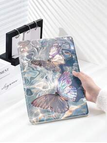 1个梦幻波浪蝴蝶图案平板电脑保护套，三折支架保护套，兼容iPad (A16) 11英寸第11代（2025款）/第10代、10.2英寸、Pro（2021/2020款）、Galaxy Tab A8 10.5英寸（2022款）、Matepad 10.4/Tab，防摔，带笔槽，支持睡眠/唤醒功能，年末送礼佳品。 - 彩色 - 查看 3