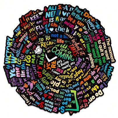 56 szt. inspirujących angielskich cytatów z ciemnym graffiti naklejek na gitarę, deskorolkę, butelkę z wodą, snowboard, laptopa, komputer, etui na telefon, lodówkę, drzwi, walizkę, materiał Ledger Material Art.