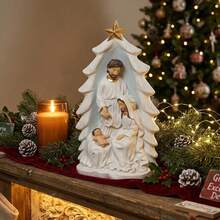 Jesus Nativity Scene Ornaments Resin Holy Family Figurine For Home Indoor Tabletop Decorations - White - View 5
