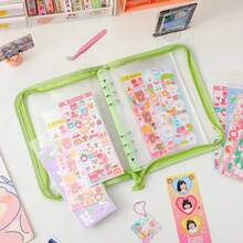 A5 Size Zipper Transparent Glitter Binder, Minimalist Fresh Notebook Set, Interchangeable Inner Pages Can Be Used As Sticker Book, Photo Organizer, Stamp Book, Album With Shimmering Starry And Aurora-Like Transparent Effect - A5 - View 11