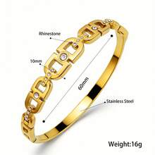 Pulsera de mujer con letra CD, pulsera de acero inoxidable de alta calidad decorada con circonita, adecuada para uso diario, banquetes, Día de la Madre, regalo de joyería para el Ramadán - Amarillo Oro - Ver 3