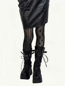 1 đôi tất lưới in họa tiết Gothic bất đối xứng dành cho nữ, kiểu dáng Gothic, giúp thon gọn, thoải mái, thời trang, gợi cảm và độc đáo, hoàn hảo cho mặc hàng ngày, đi làm và đi chơi. - Nhiều màu - Xem 17